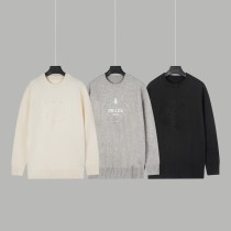 Prada New Lock Embroidered Logo Round Neck Sweater