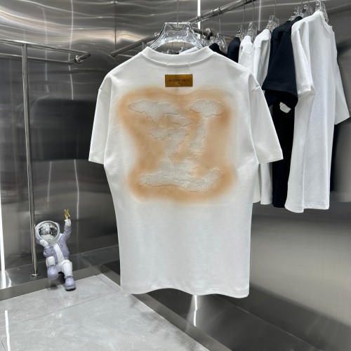 Louis Vuitton New Couple Embroidered Inkjet Logo Round Neck T-shirt