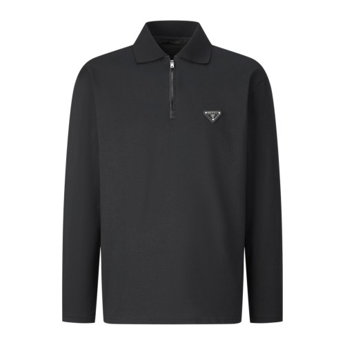Prada New Classic Casual Half Zipper Polo Shirt