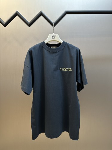 Dior Fashion Embroidered Logo Round Neck Short Sleeve Unisex Casual T-shirt