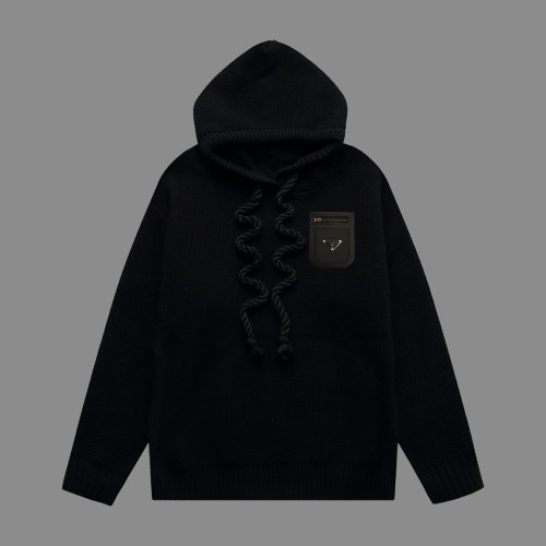 Prada New Classic Thick Wool Hoodie Sweater