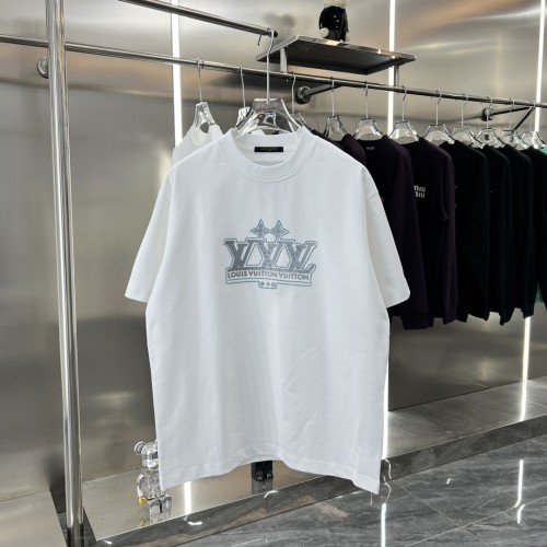 Louis Vuitton New Diamond Silicone Logo Short Sleeve Couple Loose Round Neck T-shirt