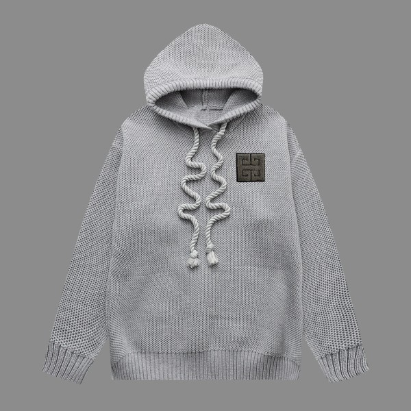 Givenchy Classic Toothbrush Embroidered Logo Thick Wool Hooded Sweater