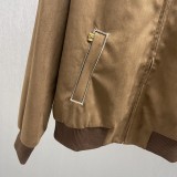 Louis Vuitton New Classic Embroidered Suede Cowhide Zipper Pilot Jacket