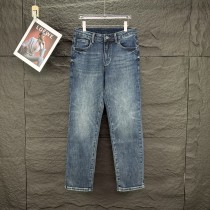 Louis Vuitton Classic Leather Logo Jeans Unisex Washed Casual Pants