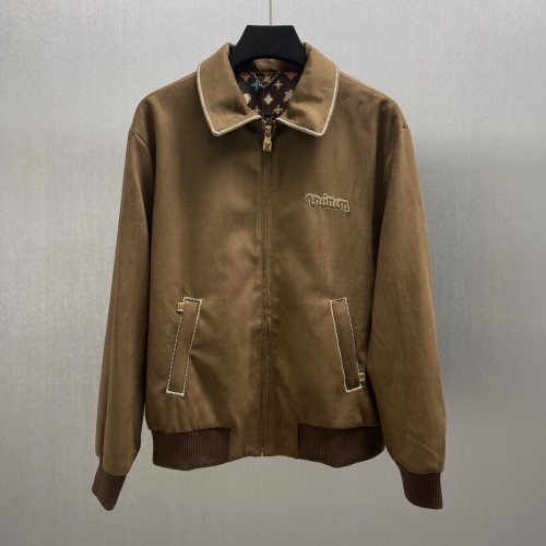 Louis Vuitton New Classic Embroidered Suede Cowhide Zipper Pilot Jacket