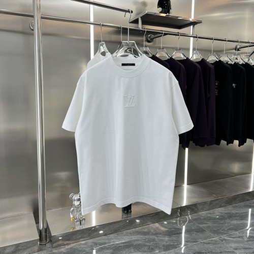 Louis Vuitton New 3D Silicone Logo Round Neck Short Sleeve Couple Loose T-shirt