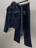 Louis Vuitton New Classic Embroidered Denim Waist Jacket Set