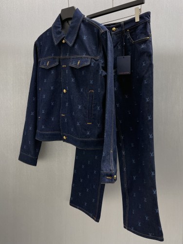 Louis Vuitton New Classic Embroidered Denim Waist Jacket Set