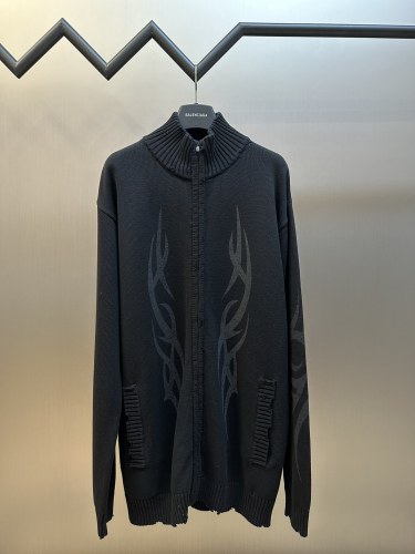 Balenciaga New Totem Print Used Zipper Cardigan Sweater Coat