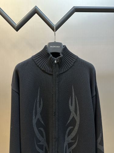 Balenciaga New Totem Print Used Zipper Cardigan Sweater Coat