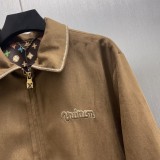 Louis Vuitton New Classic Embroidered Suede Cowhide Zipper Pilot Jacket