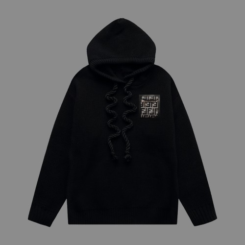 Fendi Classic Double F Thick Wool Hooded Sweater