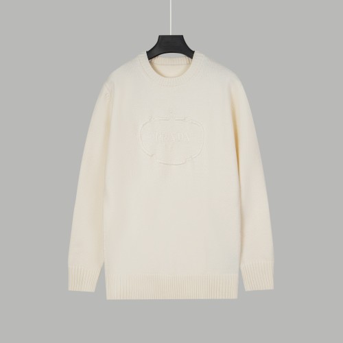 Prada New Lock Embroidered Logo Round Neck Sweater