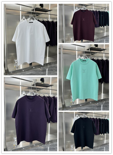 Louis Vuitton New 3D Silicone Logo Round Neck Short Sleeve Couple Loose T-shirt