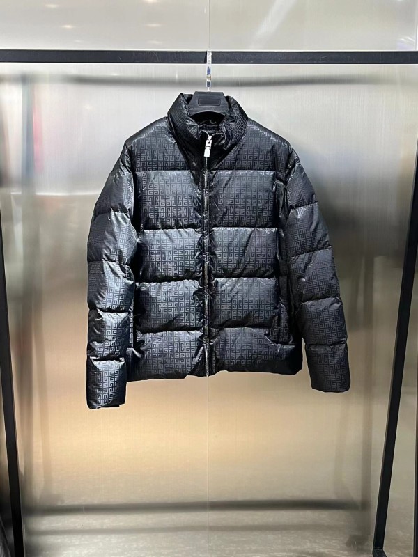 Givenchy New Men's Full Dark Pattern Jacquard Stand Up Down Jacket