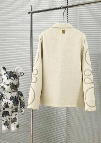 Loewe Fashion Knitted Coarse Pattern Logo Thick Jacket Cotton Jacket
