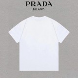 Prada New Fashion Triangle Logo Gradient Logo Letter Versatile Short Sleeve T-shirt