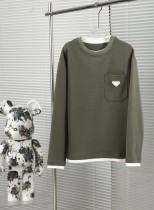 Prada Fashion Fake Two Piece Velvet Base Long Sleeve