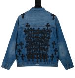 Chrome Hearts New Gradient Washable Sticky Leather Cross Cowboy Jacket