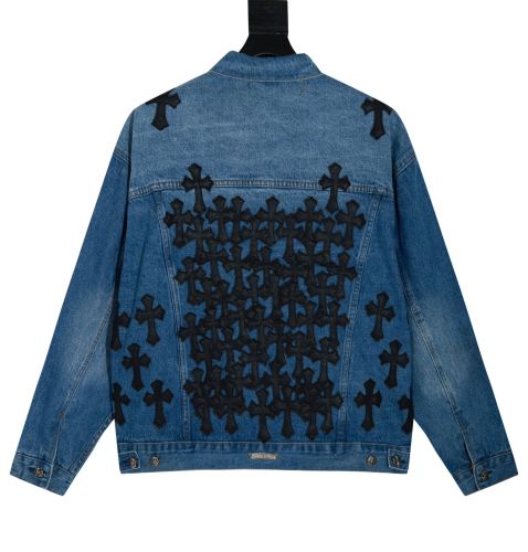 Chrome Hearts New Gradient Washable Sticky Leather Cross Cowboy Jacket