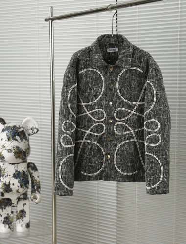 Loewe Fashion Knitted Coarse Pattern Logo Thick Jacket Cotton Jacket