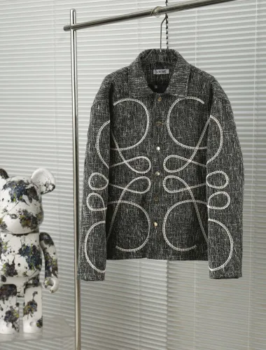 Loewe Fashion Knitted Coarse Pattern Logo Thick Jacket Cotton Jacket