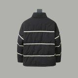 Prada Unisex Classic Striped Zipper Letter Oversize Down Jacket