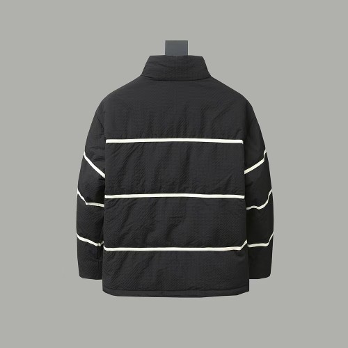 Prada Unisex Classic Striped Zipper Letter Oversize Down Jacket