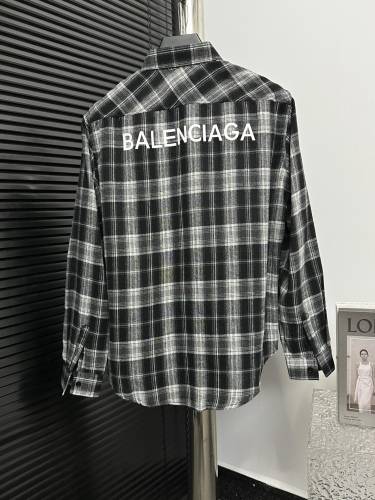 Balenciaga Classic Back Letter Printed Logo Checkered Shirt