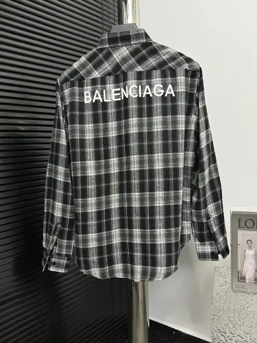 Balenciaga Classic Back Letter Printed Logo Checkered Shirt