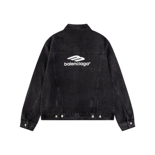 Balenciaga Couple Retro Heavy duty Washed Wear Denim Jacket