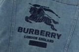 Burberry New Embroidered Logo Washed Denim Denim Coat