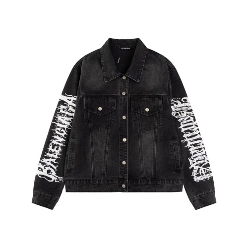 Balenciaga Couple Retro Heavy duty Washed Wear Denim Jacket