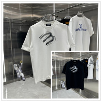 Balenciaga New Collar Letter Handwritten Logo Short Sleeve T-shirt
