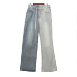Balenciaga Fashion Color Blocked Drawstring Micro Pull Heavy Duty Jeans