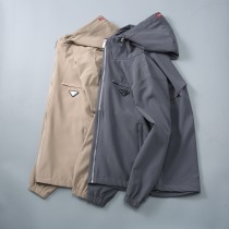 Prada New Classic Casual Versatile Hoodie Coat
