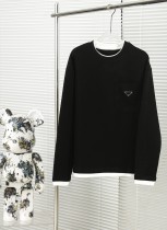 Prada Fashion Fake Two Piece Velvet Base Long Sleeve