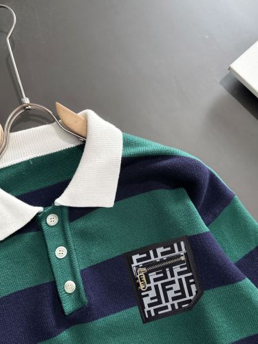 Fendi Classic Embroidered Logo Collar Wool Sweater