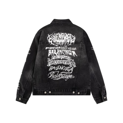 Balenciaga Couple Retro Heavy duty Washed Wear Denim Jacket