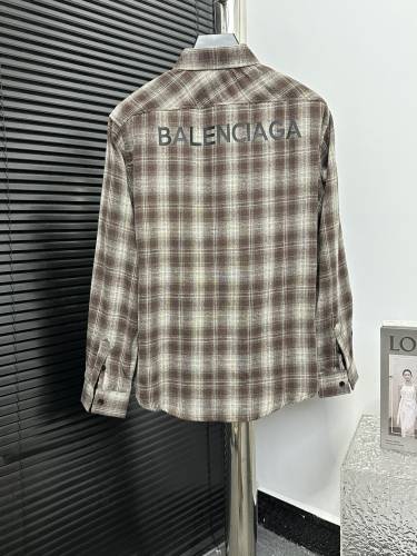 Balenciaga Classic Back Letter Printed Logo Checkered Shirt