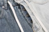 Balenciaga Fashion Color Blocked Drawstring Micro Pull Heavy Duty Jeans