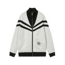 Louis Vuitton Fashion Color Blocked Retro Knitted Zipper Cardigan Coat