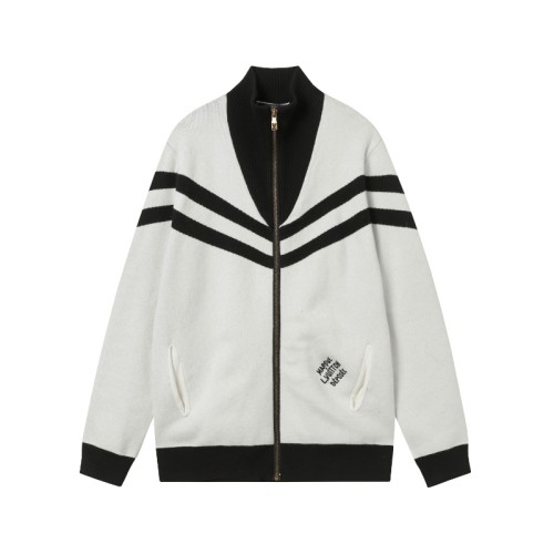 Louis Vuitton Fashion Color Blocked Retro Knitted Zipper Cardigan Coat