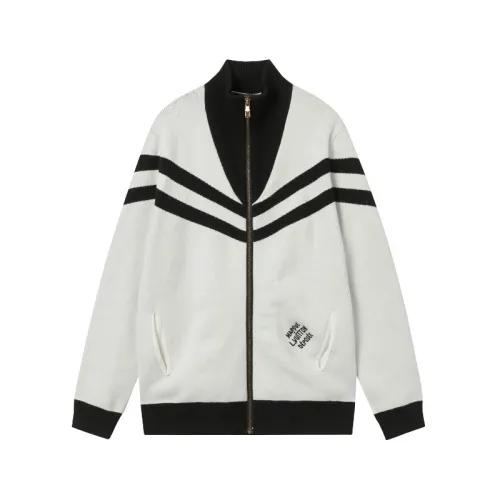 Louis Vuitton Fashion Color Blocked Retro Knitted Zipper Cardigan Coat
