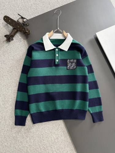 Fendi Classic Embroidered Logo Collar Wool Sweater