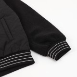 Dior Fashion Lamb Wool Splicing Baseball Jacket Jacket