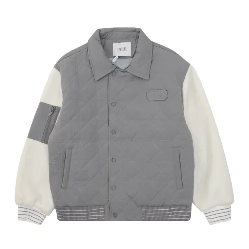 Dior Fashion Lamb Wool Splicing Baseball Jacket Jacket