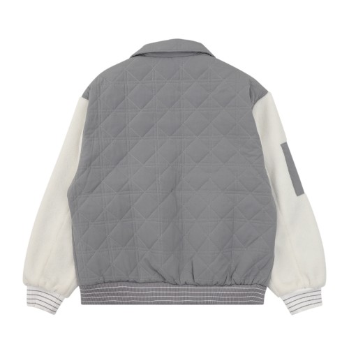 Dior Fashion Lamb Wool Splicing Baseball Jacket Jacket