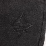 Louis Vuitton New Dark Pattern Logo Flat Knitted Cotton Drawstring Sports Casual Pants
